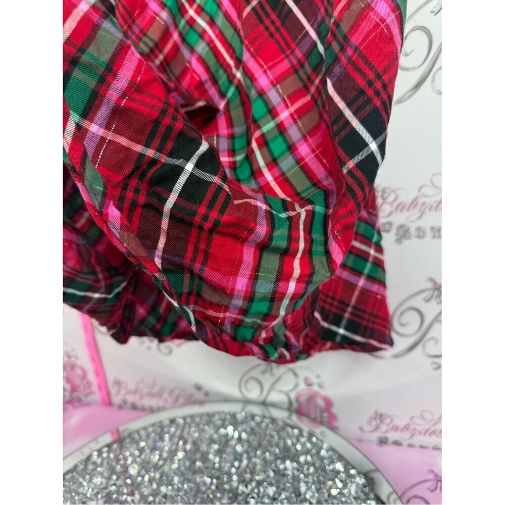 Victoria's Secret dress Red Plaid Satin Chemise with Green & Black Accents